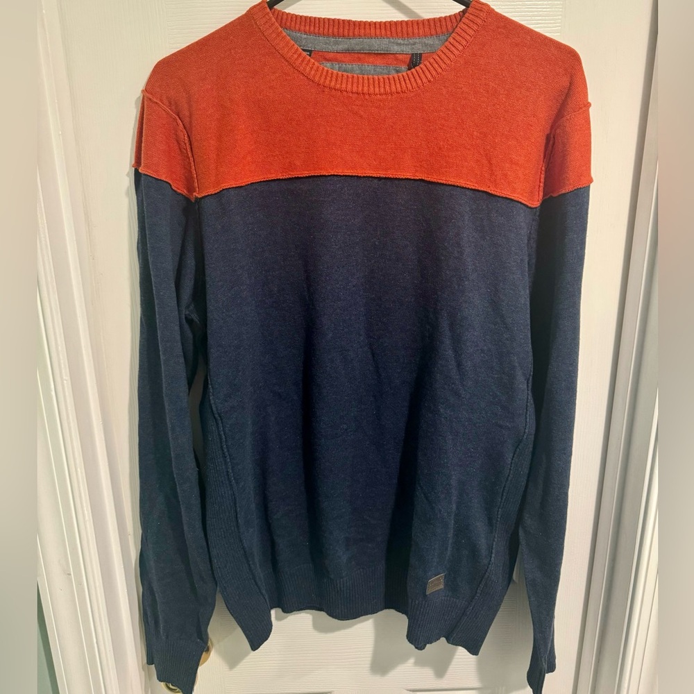 NWT BUFFALO DAVID BITTON Men’s Pullover Crewneck Sweater Blue/Orange Size XL NEW